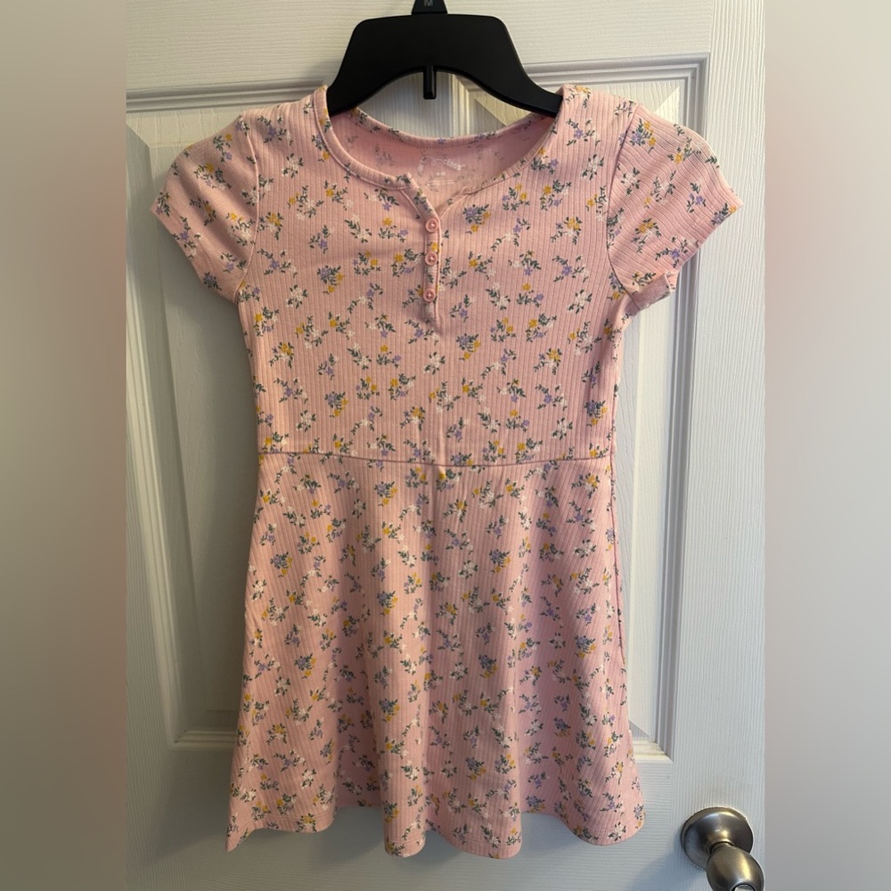 Art Class Girls Dress Size 8 M Medium Pink Ribbed Floral Spring Summer Easter